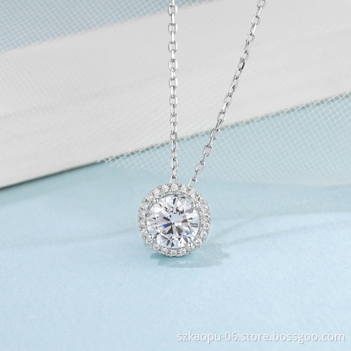 Vintage Luxury 925 Sterling Silver Moissanite Diamond Pendant Women Engagement Large Diamond Wedding Party Necklace